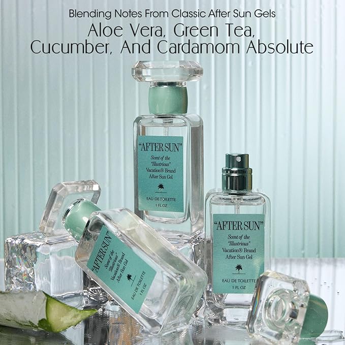 VACATION AFTER SUN Eau de Toilette Sunscreen, Blends Notes of Classic Aloe Vera Gels, Fresh Tropical Perfume, Unisex Scent of Summer Nights, Travel Size, 1 Fl. Oz.