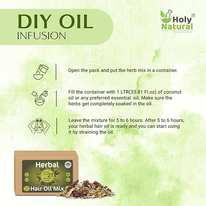 Herbal Hair Oil Mix | 76 g x 3 packs | 21 Essential herbs for hair growth | Make your own hair oil with 21, 100% Natural herbs & Seeds | Product of India