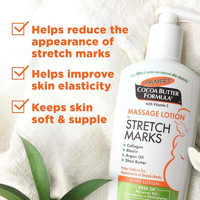 Palmer's Stretch Mark Care Body Lotion + Body Oil Bundle, Cocoa Butter Formula with Vitamin E Skin Care for Pregnant Women, Includes 1 Massage Oil (5.1 fl oz) and 1 Massage Lotion (8.5 fl oz)