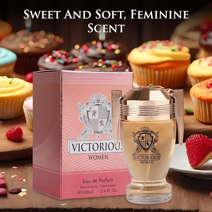 Victorious Eau De Parfum for Women Filled with Sweet Floral, Tropical Fruit, Powdery Gourmand Tone & Creamy, Fluffy Note - Base of Vanilla, Sensual Musk & Earthy Sandalwood Elegant 100ml Bottle