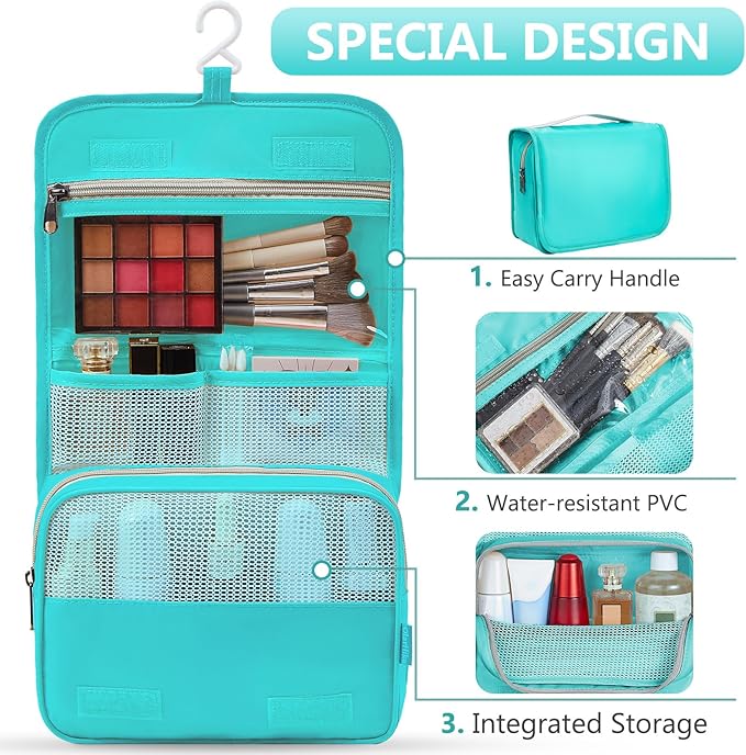 8 Set Packing Cubes for Travel, Anti-Tearing Suitcase Organizer for Luggage with Shoe & Hanging Toiletry Bag,Gifts for Women Mom,OlarHike Vacation Essentials & Accessories for Cruise Ship,Turquoise