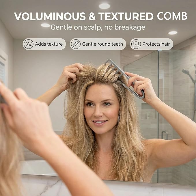 Texture Comb for Men's Curly Hair,Wide Tooth Comb for Wet, Long and Thick Hair.ABS Plastic Fluffy Styling Tool.