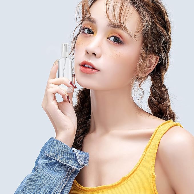 ZEROFIRE 2 Pack Spray Bottles 1oz Clear Plastic Empty Refillable Mini Spritzer for Travel, Cleaning, Gardening, Skin Care Atomizer for Essential Oils, Perfume