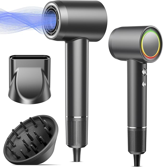 D YＳ０Ｎ Hair Dryer Dupe, 160000RPM Professional High Speed Ionic Blow Dryer, 500 Million Negative Ions & Heat-Control & Low Noise Hairdryer & Magnetic Diffuser, for Fast Drying All Hair, No Heat Damage