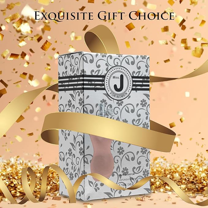 Miss J for Women - Floral and Warmth Fragrance - Top Notes of Rose, Star Anise, Orange, Pear, Bergamot, Iris, Orchid & Plum - Base Scent of Vanilla & Cinnamon - Elegant 100ml Bottle, Parfume for Women