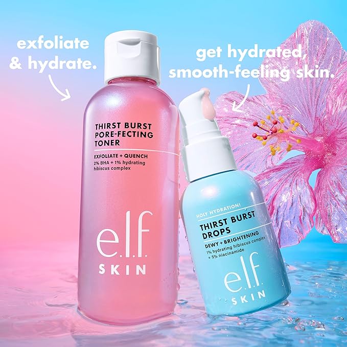 e.l.f. Thirst Burst Pore-fecting Toner Mini, Hydrating & Exfoliating for Face, Smooths, Plumps, Pore-Minimizing, Infused with Salicylic Acid, Vegan & Cruelty-Free