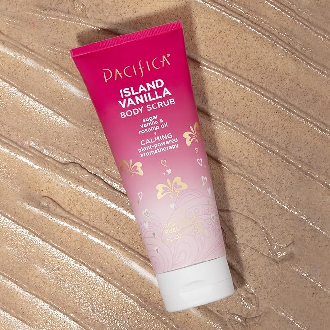 Pacifica Body Scrub - Sugar Island Vanilla Full Body Wash – Exfoliating & Moisturizing w/ Rosehip Oil - Coconut & Vanilla Scented - Clean Beauty Vegan & Cruelty-Free Dermatologist Tested