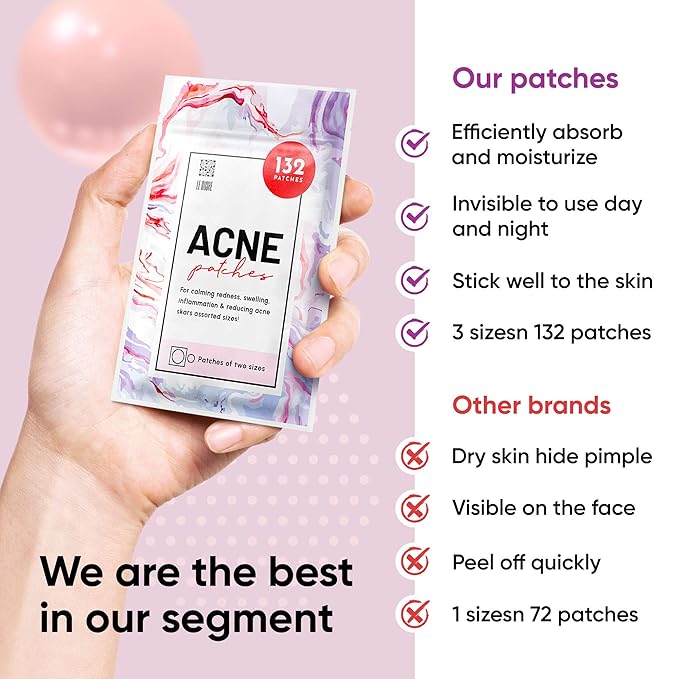 LE GUSHE Pimple Patches for Face (132 Dots) – Hydrocolloid Pimple Patches for Face – Invisible Spot Patches – Hydrocolloid Patch to Help Reduce the Appearance of Spots – Vegan-Friendly