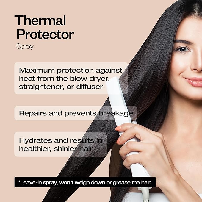 abril et nature - Keratin Repair Thermal Protector - All Hair Types - Protects Hair from Straighteners and Hair Dryers - With Keratin - Hydrated and Soft Hair - 200 ml