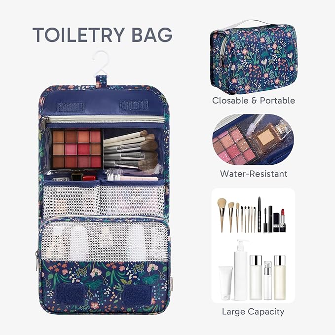 ALL INCLUDED 10 Set Durable Packing Cubes for Suitcases,OlarHike Essentials for Travel,UPGRADED Anti-Tear Stitching, NEW Improved Luggage Packing Organizers for Travel Accessories (Dark Blue Floral)