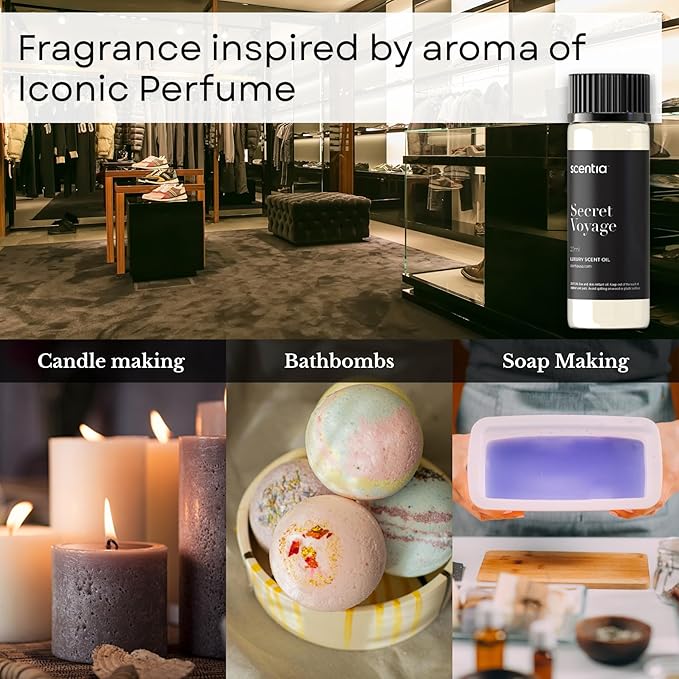 Scentia Secret Voyage Diffuser Oil Inspired by The Baccarat Hotel Scent - 20 mL 0.67 fl oz - Essential Oil Blend of Cedar &Jasmine for Aromatherapy & humidifiers - Thanksgiving & Holiday Gift