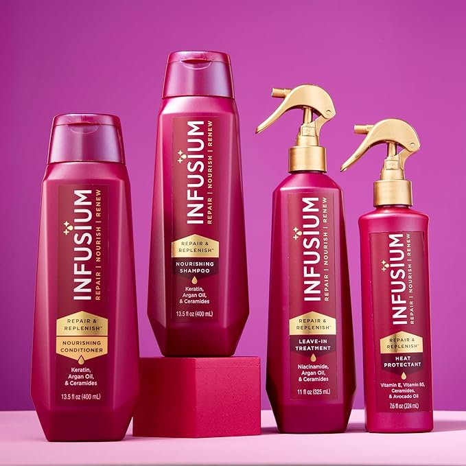 Infusium Repair and Replenish Heat Protector - Nourishing Heat Protection Spray for Hair with Vitamin E and Avocado Oil - Moisture Lock - 7.6 oz (Pack of 2)
