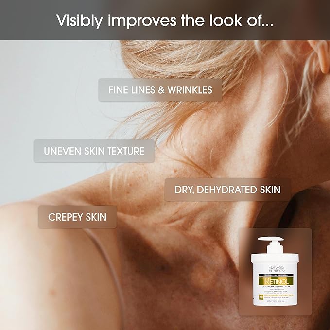 Advanced Clinicals Retinol Body Lotion & Face Moisturizer | Anti Aging Skin Care Retinol Body Cream For Women & Men Improves Appearance Of Fine Lines, Wrinkles, & Look Of Crepey Skin, W/Travel Size