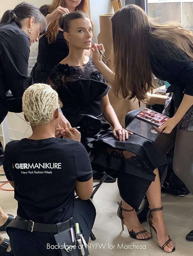 4pcs Manicure Set Genuine Czech Crystal Gray Glass Nail File Moon File Manicure Stick Pedicure Foot Care Bar in Black Leather by GERmanikure