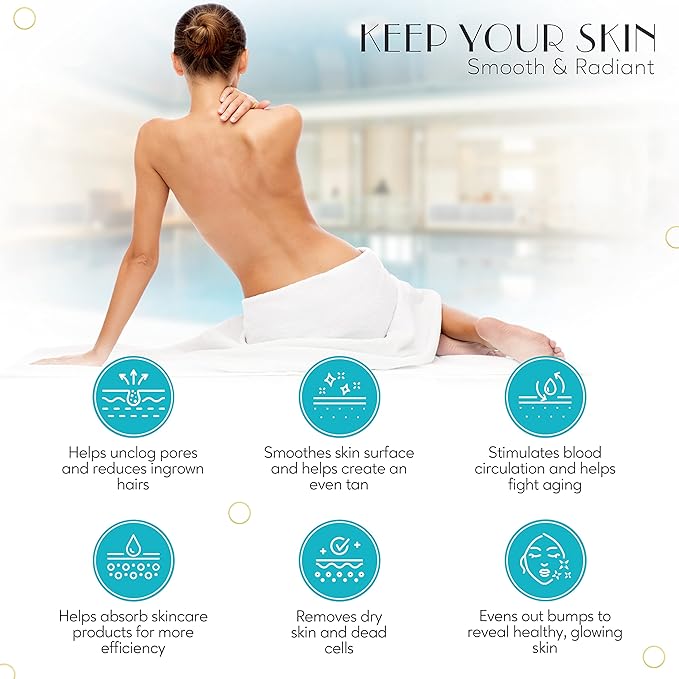 Eco Lux Exfoliating Mitt – Moroccan Exfoliating Glove, Premium Viscose Kessa Mitt for Deep Exfoliation & Dead Skin Removal, Fake Tan Remover, Heavy-Duty Reusable Body Scrub Glove for Bath & Shower