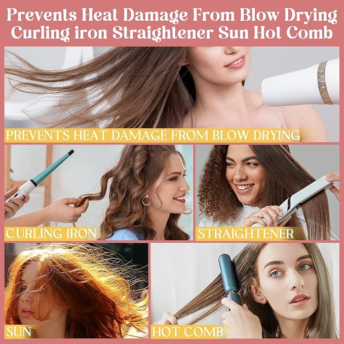 Leave In Conditioner & Heat Protectant Spray Smooth Flyaways Add Shine - 450 'F Heat Protectant Spray Frizz Control Thermal Pretection Enhancer Blow-Dry Support Thermal Styling Mist for All Hair Types
