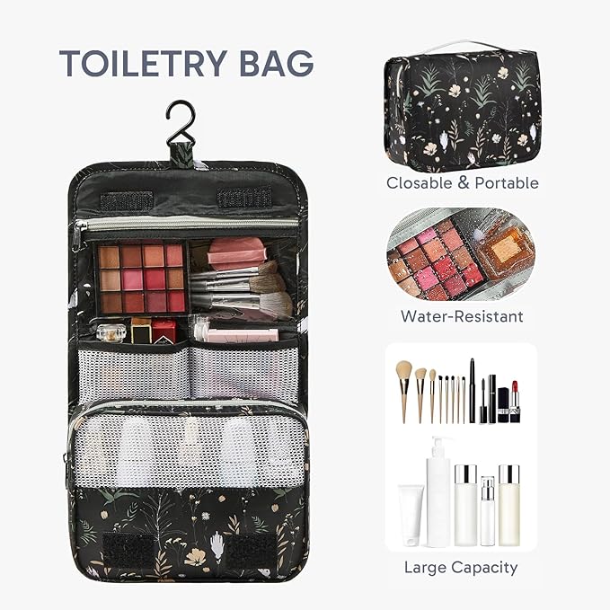 ALL INCLUDED 10 Set Durable Packing Cubes for Suitcases,OlarHike Essentials for Travel,UPGRADED Anti-Tear Stitching, NEW Improved Luggage Packing Organizers for Travel Accessories, Black Flower