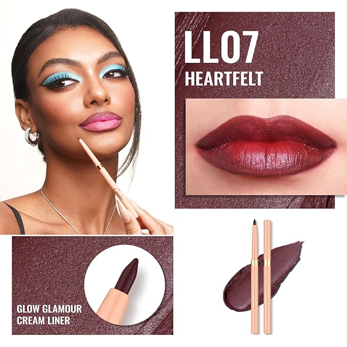 Oulac Waterproof Lipliner Pencil - Smooth and Creamy, Retractable Lip Makeup for Precision Application, Vegan & Cruelty-Free, LL07 Heartfelt