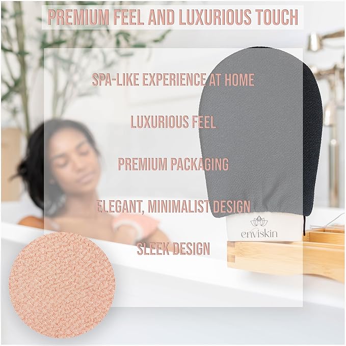 Enviskin Dermaglow Deep Exfoliating Gloves- Black