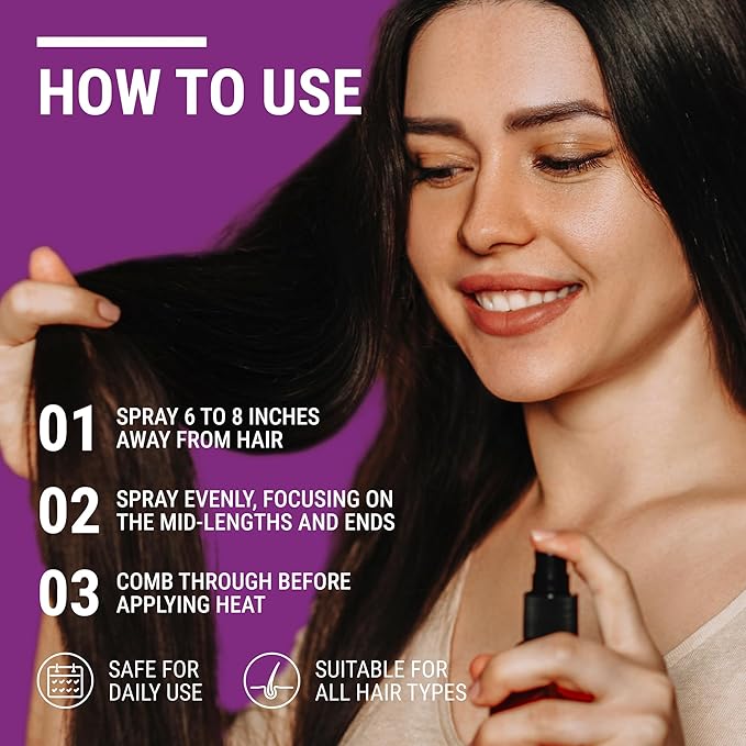 NEATLY Leave-In Keratin Heat Protectant Spray for Hair for Dry, Damaged, Frizzy Hair - Nourishing Formula, Frizz Control, Humidity Shield - No Parabens, Sulfates or Phthalates, 8.5 Oz