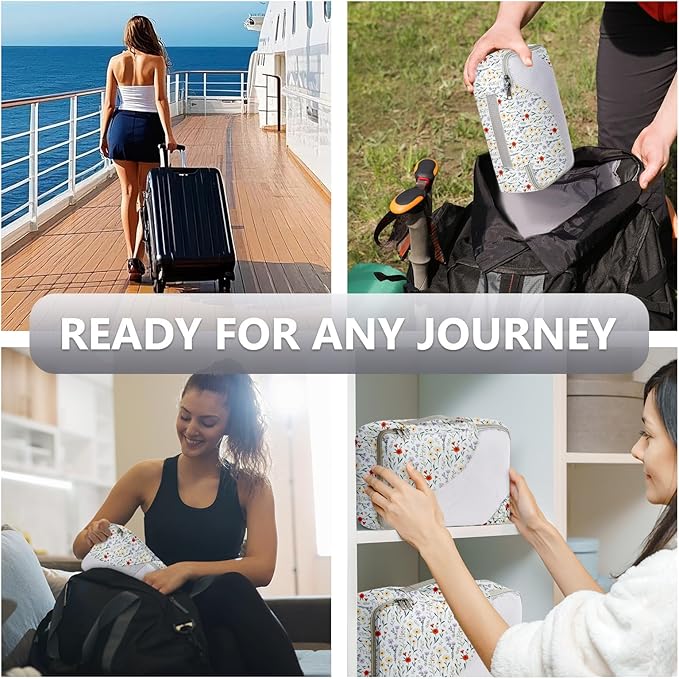 8 Set Packing Cubes for Travel, Anti-Tearing Suitcase Organizer for Luggage with Shoe & Hanging Toiletry Bag,Gifts for Women Mom,OlarHike Vacation Essentials & Accessories for Cruise Ship,Floras