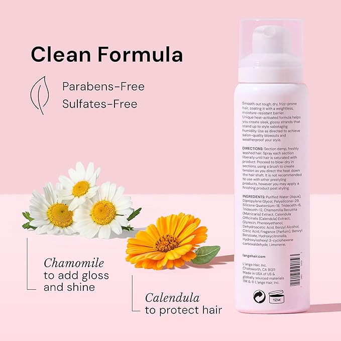 L'ANGE HAIR Glass Hair Thermal Blowout Primer | Heat Protectant Spray for Frizz Control & Shine | Blow Dry Support Styling Mist | For All Hair Types | 5 fl oz