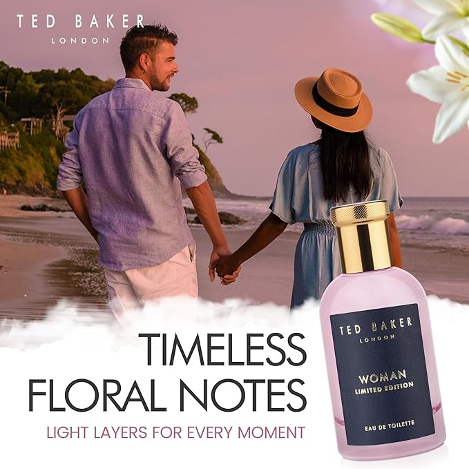 Ted Baker Woman Limited Edition EDT, Delicate and Fresh Scent, Blends of Soft Lily and Delicate Jasmine, Finishing Notes of Amber and Creamy Sandalwood, 3.38 fl oz