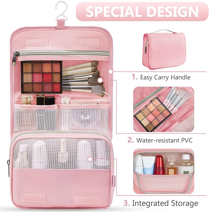 8 Set Packing Cubes for Travel, Gifts for Women Mom,Anti-Tearing Suitcase Organizer for Luggage with Shoe & Hanging Toiletry Bag,OlarHike Vacation Essentials & Accessories for Cruise Ship,Dream Pink