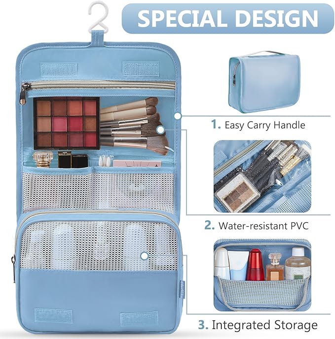 8 Set Packing Cubes for Travel, Anti-Tearing Suitcase Organizer for Luggage with Shoe & Hook Toiletry Bag,Gifts for Women Mom,OlarHike Vacation Essentials & Accessories for Cruise Ship,Starlight Bluen