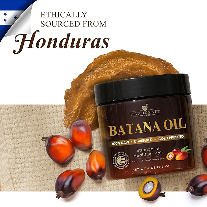 Handcraft Blends Raw Batana Oil for Hair Growth – 4 oz – 100% Pure and Natural – Unrefined Batana Hair Mask for Dry Damaged Hair – Cold Pressed and Hexane Free