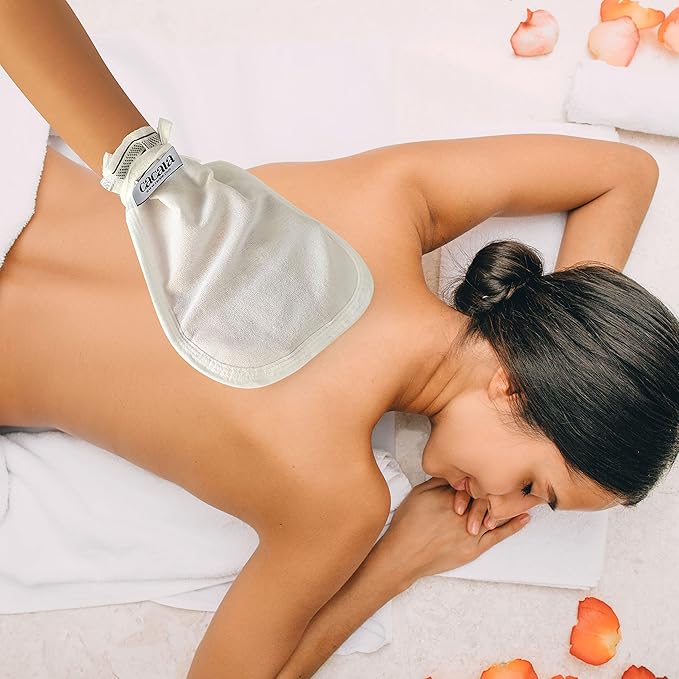 Turkish Exfoliating Gloves – Face & Body Exfoliation Mitts - Bath Hammam Spa Exfoliator Kese Glove - Body Scrub Glove to Remove Dead Skin – Brighten & Soften Skin – 4Pcs (White & Black)