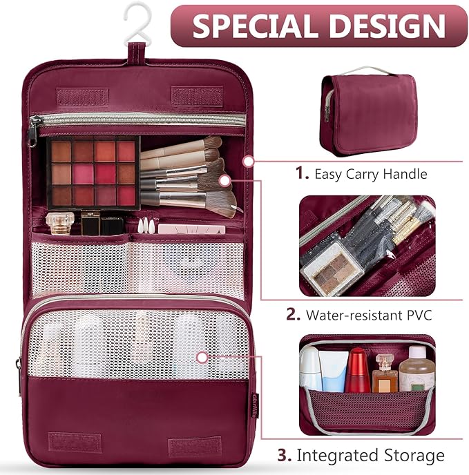 8 Set Packing Cubes for Travel, Anti-Tearing Suitcase Organizer for Luggage with Shoe & Hanging Toiletry Bag,Gifts for Women Mom,OlarHike Vacation Essentials & Accessories for Cruise Ship,Wine