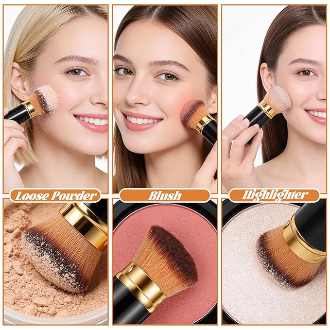 1 Pcs Liquid Makeup Brush Portable Kabuki Brush Retractable Makeup Brushs for Powder and Liquid Foundation Bronzer Blush and Other Face Cream Women Beginners