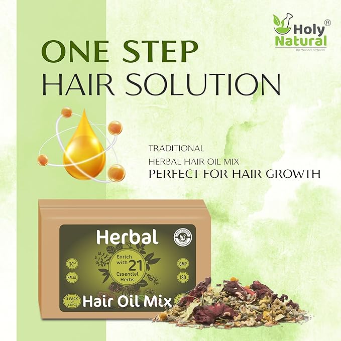 Herbal Hair Oil Mix | 76 g x 3 packs | 21 Essential herbs for hair growth | Make your own hair oil with 21, 100% Natural herbs & Seeds | Product of India