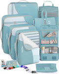 8 Set Packing Cubes for Travel, Gifts for Women Mom,Anti-Tearing Suitcase Organizer for Luggage with Shoe & Hanging Toiletry Bag,OlarHike Vacation Essentials & Accessories for Cruise Ship, Blue Gray