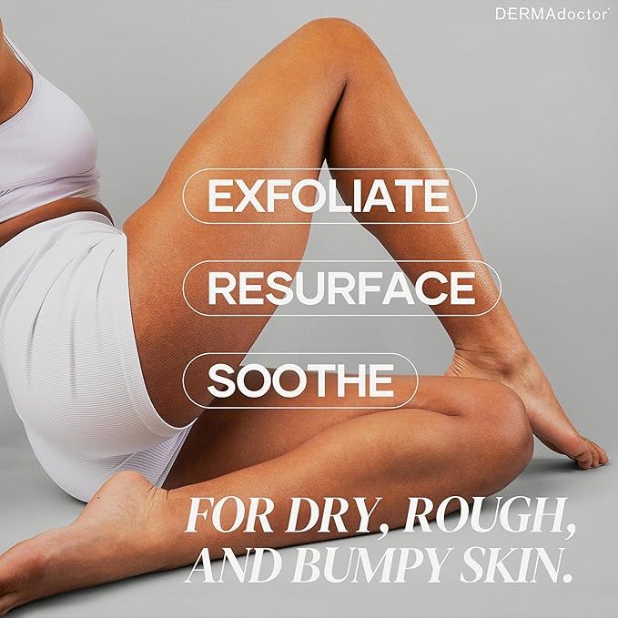 DERMAdoctor KP Bump Eraser Body Scrub with 10% AHAs + PHAs for Keratosis Pilaris, Dry, Rough, and Bumpy Skin, Dermatologist Formulated Exfoliating Body Scrub with Glycolic and Lactic acids - 16 Fl oz