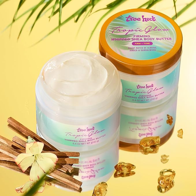 Tree Hut Tropic Glow Whipped Shea Body Butter, Long-Lasting Hydration for Soft, Smooth Skin, Lightweight Moisturizer, 8.4 fl oz