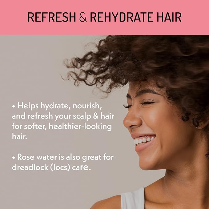 Eve Hansen Organic Rose Water Spray for Face | Huge 8 oz Moroccan Rosewater Face Toner and Makeup Setting Spray | Soothing Neck and Face Mist to Reduce Eye Puffiness, Dark Circles and Redness