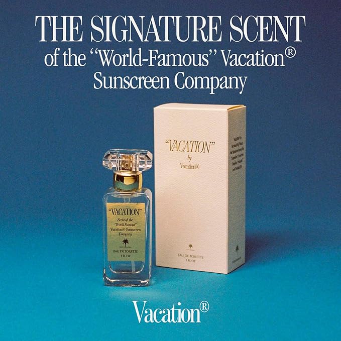 VACATION Sunscreen Eau de Toilette, Beach Coconut Perfume, Unisex Scent of Sunscreen & Summer, Travel Size, 1 Fl. Oz.