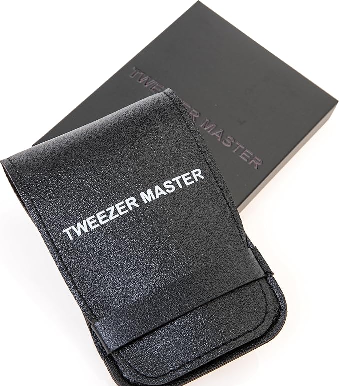 – Professional Tweezer Set [Black] – Stainless Steel Slant & Pointed Tips for Eyebrow & Facial Hair Removal – Rust-Resistant Grooming Tool with Travel Case