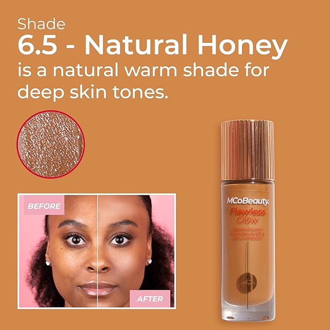 MCoBeauty - Flawless Glow Luminous Skin Filter - 6.5 Natural Honey - 4-in-1 Multi-Use Formula that Contains Squalane - Includes Doe Foot Applicator - Liquid Illuminator