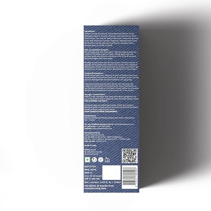 Skin Elements Intimate Wash for Men with Passion Fruit (4.05 Fl Oz) | pH Balanced Foaming Intimate Wash | Prevents Itching, Irritation & Bad Odor |