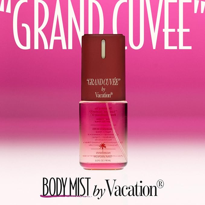 VACATION GRAND CUVÉE Body Mist, Perfumed Body Spray for Women & Men, Aloe Vera, Argan Oil, Amber, Vanilla Bean, Peach & Oceanic Scent, Layer with Eau de Toilette, Travel Size 3 fl oz
