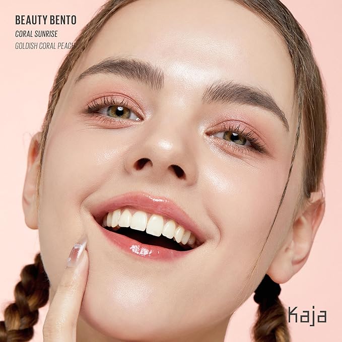 Kaja Beauty Bento Collection | Mosaic chrome + Shimmer + Matte | 18 Coral Sunrise - Coral Peach | 2019 Best of Beauty Award in Glitter-Pressed Category
