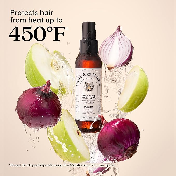 Fable & Mane Moisturizing Volume Spray, Softens and Plumps for Thicker, Fuller Hair. Non-sticky, Heat Protection, Root Lift Spray for Fine Hair