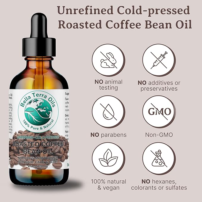 Bella Terra Oils Premium Roasted Coffee Bean Oil – 1 gallon, Carrier Oil, Aromatic, Antioxidant-Rich, for Skin & Hair Care