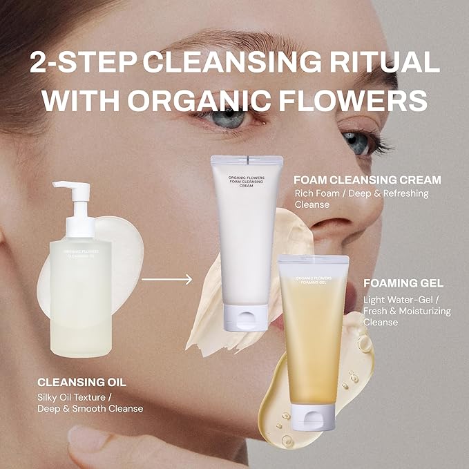 Whamisa Organic Flowers Cleansing Oil, Face Cleanser, Fermented Ingredient-Rich Makeup Remover for Deep Cleansing, Pore Care, Gentle Rolling, Easy Clean, Korean Skin Care (260ml)