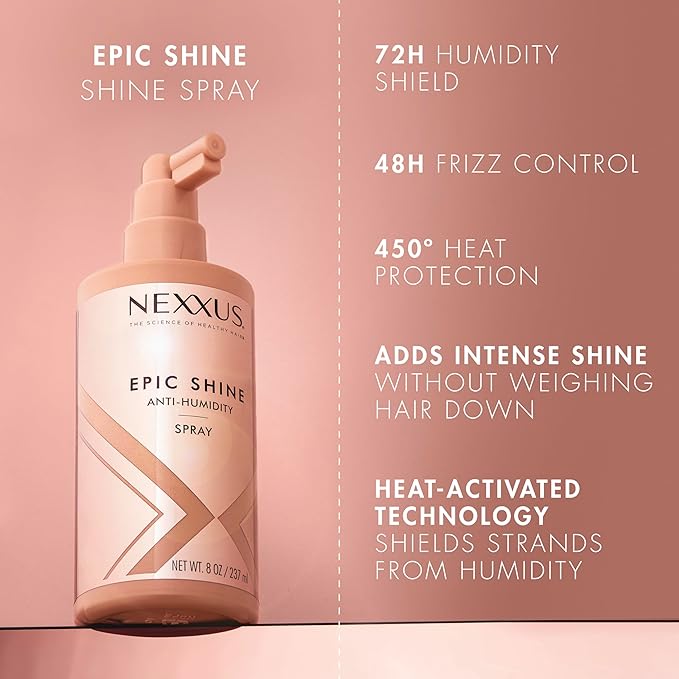 Nexxus Thermal Shield Spray Prep & Protect for 450 degree heat protection & Anti-Humidity Spray Epic Shine for Long Lasting, Weightless Shine