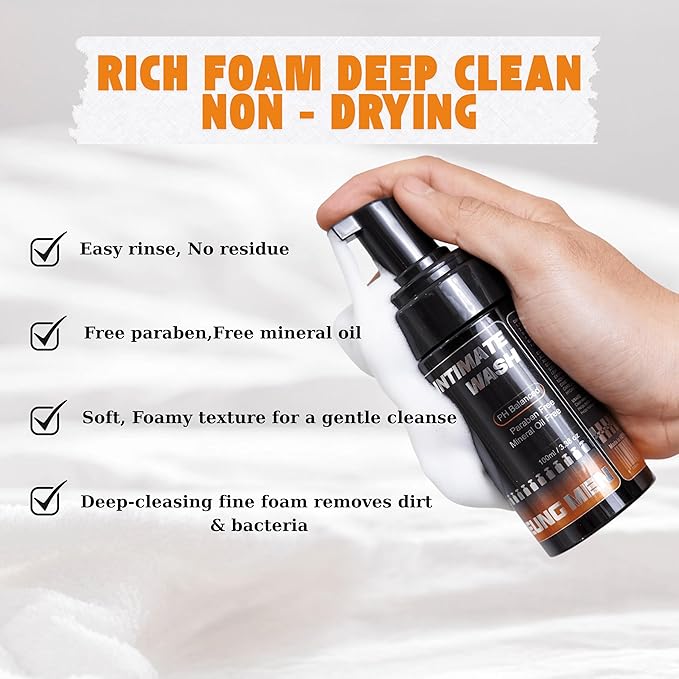 Intimate Wash for Men with Green Tea & Orange Oil | pH Balanced Masculine Foam - Natural Ingredients | Cool, refreshing feeling | Daily Hygiene Care 3.38 fl oz