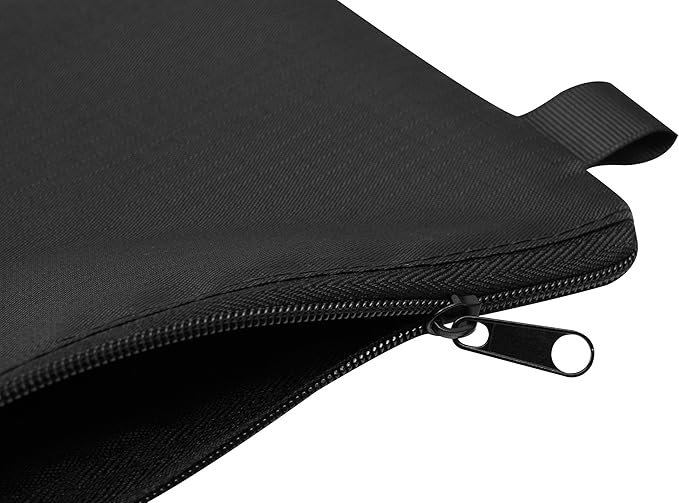 Sun Life Style Zipper Bag - Set Of 5 - Carry All Pouch To Organize Travel Toiletries Pens Cosmetics (8 x 6, Black)